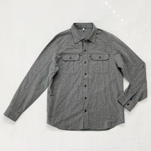 Ibex Men's Button Down Wool Flannel Longsleeve Shirt, Grey - Picture 1 of 5